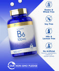 Carlyle Vitamin B6 100Mg | 500 Tablets | Vegetarian, Non-Gmo, Gluten Free