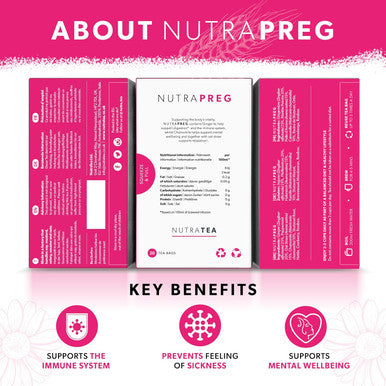 Nutra Tea NUTRAPREG - Pregnancy Tea | Morning Sickness Tea - Help Ease Nausea & Support Mothers Wellbeing - Includes Ginger Peppermint & Chamomile - 20 Enveloped Tea Bags - by - Herbal Tea