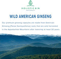 Wild American Ginseng Capsules Pure Organic Ginseng Supplement Made With Wild Harvested 20+ Year Old Roots From Appalachia (Panax Quinquefolius) No Fillers (40 Capsules)