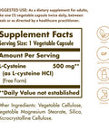 Solgar L-Cysteine 500 Mg 90 Vegetable Capsules - Free Form Amino Acid - Keratin Support For Skin Hair & Nails - Glutathione Support - Vegan Gluten Free Dairy Free Kosher - 90 Servings