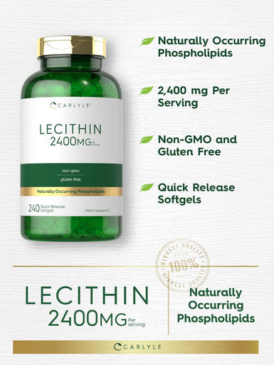 Carlyle Lecithin 2400mg | 240 Softgel Capsules | Phospholipid Supplement | Non-GMO Gluten