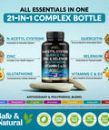 NUTRAHARMONY Nac 600 Mg Supplement | Quercetin | Zinc | Glutathione | Selenium | Vitamin C & D3 - Antioxidant, Immune & Liver Support - 21In1 N-Acetyl Cysteine Complex - Made In Usa - Non-Gmo, Vegan - 60 Capsules
