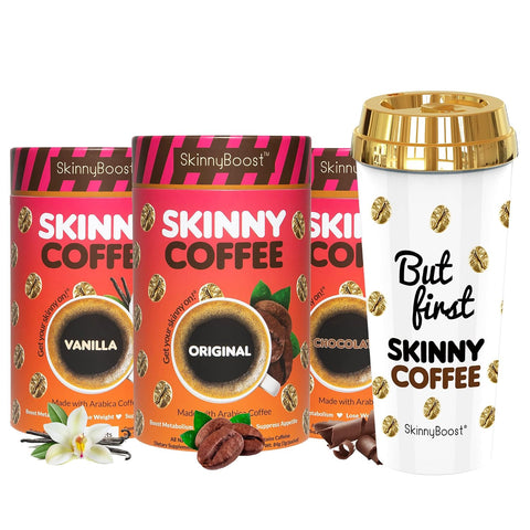 Skinny Boost 3 Pack Original Skinny Coffee - Helps in Instant Weight Loss & Detox Coffee - All Natural, Sugar Free, Vegan & Paleo Friendly