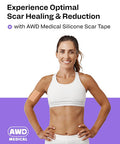 Awd Silicone Scar Sheets For Surgical Scars - Medical Grade Silicone Scar Tape For C Section, Tummy Tuck Tape, Keloid Treatment - Silicone Skin Patches After Surgery Must Haves (1.6" X 120" Roll)