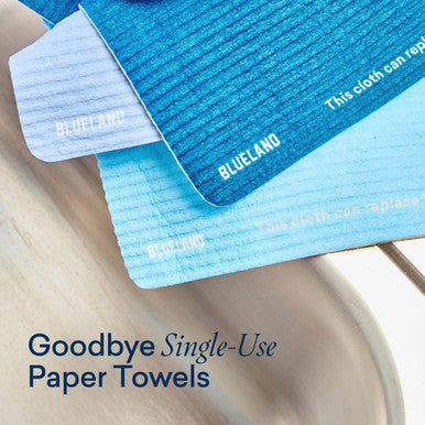 Blueland Cloud Cloth - 3 Pack - Reusable Ultra-Absorbent Swedish Dish Cloth Natural Kitchen Sponge Towel Made from All-Natural Cotton & Plant Cellulose - for Kitchen Counters & Washing Dishes