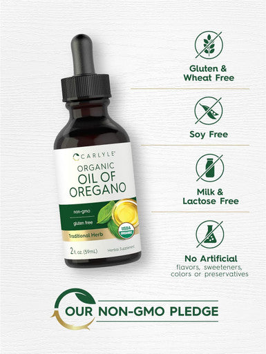 Carlyle Organic Oil of Oregano | 2 fl oz Liquid | Vegan | Non-GMO Gluten Drops