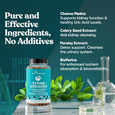 Eu Natural Chanca Piedra Stone Breaker 3-Pack Bundle Natural Dissolver Kidney Cleanse & Gallbladder Supplement Detoxify Urinary Tract Flush Impurities Clear System 180 Capsules