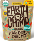 EarthChimp Organic Vegan Protein Powder - with Probiotics - Non GMO, Dairy Free, Non Whey, Plant Based Protein Powder for Women and Men, Gluten Free - 52 Servings 64 Oz (Vanilla) No Scoop