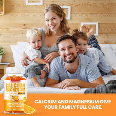 Calcium Magnesium Zinc Gummies For Adult: With Vitamin D3 K2 For Women Men Organic Sugar Vegan Chewable Gummy - High Absorption For Immune Strength(60 Count)