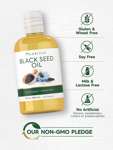 Carlyle Blackseed Oil | 8 Fluid Ounces | Cold Pressed & Solvent Free | Vegetarian, Non-GMO, and Gluten Free Supplement