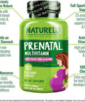 Naturelo Prenatal Multivitamin With Gentle Chelated Iron, Methyl Folate, Plant Calcium & Choline - Vegan, Vegetarian - Non-Gmo - Gluten - 180 Capsules - 2 Month Supply