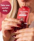 Zooki 11,000mg Super Strength Marine Collagen Liquid Sachets | Hydrolysed Peptides | Ultimate Skin Hair Nails Joints Bones & Muscles Support (Sour Cherry Flavour 30 Servings)