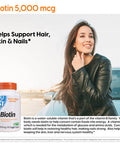 Doctor's Best Biotin 5000 Mcg Supports Hair, Skin, Nails, Boost Energy, Nervous System, Non-GMO, Vegan, Gluten Free, 120 Count