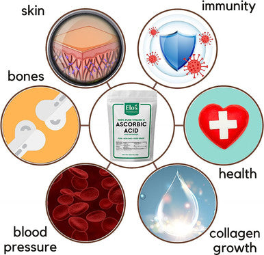 Ascorbic Acid (100g) By Elo's Premium Packaged In Canada 100% All-Natural Pure Vitamin C Non-GMO Vegan Gluten Free and Keto Food Grade Powder Supports Immune System Skin Repair Metabolism & More