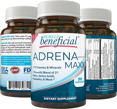 ADRENA-MAXX - Natural Adrenal Supplement, 45Day Supply- Fatigue Relief, Supports Adrenal Function, Stress Response, Enhanced Energy - Pure, Organic Ingredients -... from Purely benefical