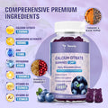 Totaria 2 Pack Calcium Citrate Gummies 1200 Mg - Calcium Supplements For Women With Vitamin D3 & K2,Magnesium,Zinc - Sugar Calcium Gummies For Bone & Teeth & Immune Support- Peach Flavor