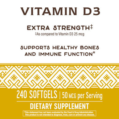 Nature'S Way Vitamin D3 Extra Strength; 2000 Iu Per Serving; 240 Softgels