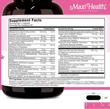 Maxi Health - Methyl Prenatal DHA Prenatal Vitamins Women - Doctor Formulated Kosher Gluten Prenatal Multivitamin with 25 Nutrients Including DHA Folic Acid & More 60 Liquid Caps