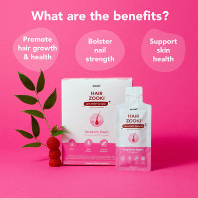 HairZookiÃƒâ€šÃ‚Â® High Strength Biotin Zinc & Selenium Wrapped in Lipids for Maximum Absorption | Alcohol Free Vegan Soy Free Natural Ingredients | Support Hair Skin & Nail (Raspberry 14 Servings)