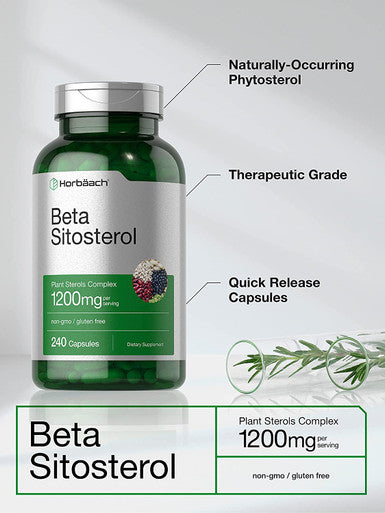 Beta Sitosterol 1200mg 240 Capsules Mega Strength Plant Sterols Complex Non-GMO Gluten Free Supplement by Horbaach