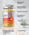 Vitamin D3 2000iu Gummies | 90 Count | Vegetarian, Non-GMO, and Gluten Free Vitamin D Supplement | 50 mcg | by Horbaach