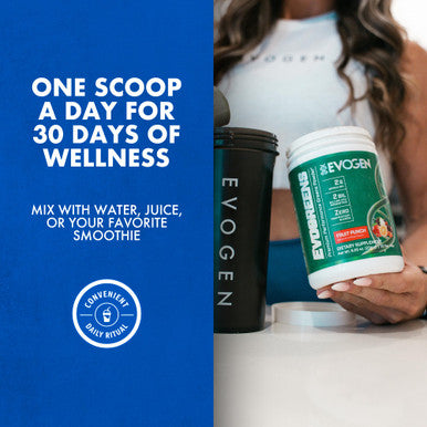 Evogen Evogreens - Super Greens Powder | Promotes Recovery Wellness & Immune Health | Greens Superfood Powder with Spirulina Probiotics Pomanox Pomegranate Extract | Fruit Punch | 30 Servings
