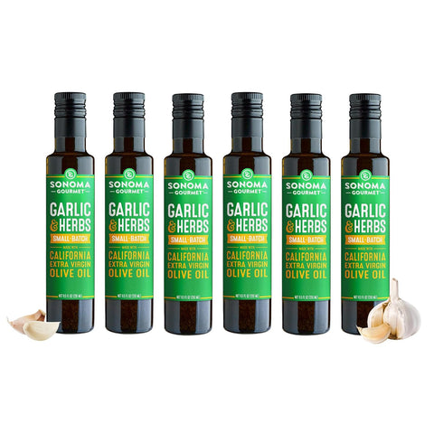 Sonoma Gourmet: Garlic & Herbs Flavored Olive Oil | 100% California Extra Virgin Olive Oil | 8.5 FL OZ (Pack of 2)