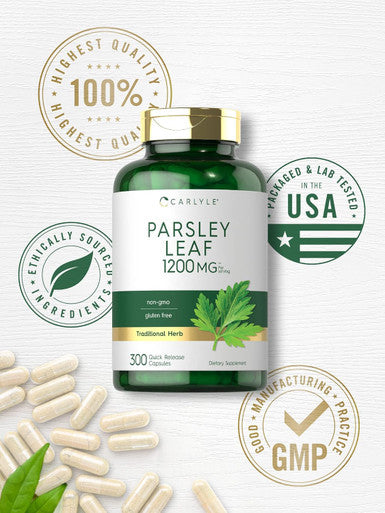 Carlyle Parsley Leaf Capsules 1200mg | 300 Count | Non-GMO Gluten Supplement