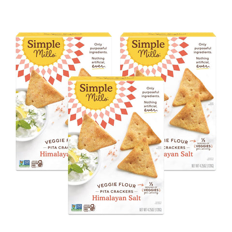 Simple Mills Veggie Pita Crackers Himalayan Salt Gluten Vegan Healthy Snacks Paleo Friendly 4.25 Ounce (Pack of 1)