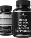 Biotin + Keratin + Collagen + Horsetail + Saw Palmetto. Advanced 5-In-1 Hair Growth Supplement For Women And Men. Hair Vitamins, Dht Blocker Pills. Capsules For Thinning Hair With Biotin 5000Mcg