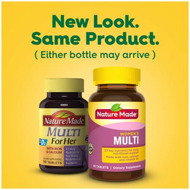 Nature Made Women'S Multivitamin Tablets 90 Count For Daily Nutritional Support (Packaging May Vary)