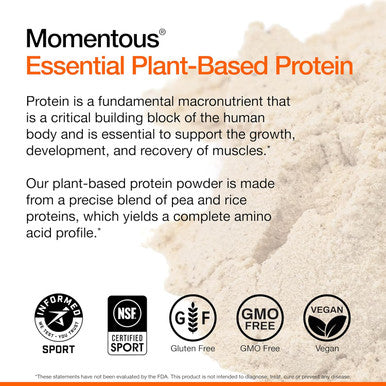 Momentous Essential Vegan Protein Powder - 20G Plant Based Protein - Nsf Certified, Gluten-Free, Non-Gmo, 20 Servings For Essential Everyday Use, Vanilla Chai
