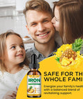 Liquid Iron Supplement For Women Men & Kids Multivitamin Iron Drops With Folate, Vitamin C, B6, B12, Zinc For Anemia, Iron Deficiency, Blood Builder, Energy - Natural Pineapple Flavor, Vegan 4 Fl Oz