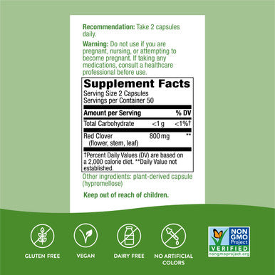 Nature'S Way Red Clover Blossom Herb, Traditional Women'S Health Support*, 800 Mg Per Serving, 100 Vegan Capsules