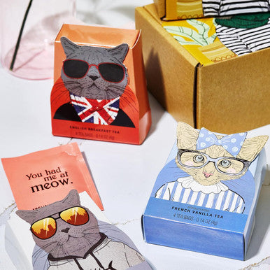 Thoughtfully Gourmet Cat Lover s Tea Set Includes 24 Teas in 6 Flavors with Stylish Cat Art and Fun Quotes for Cat Moms and Cat Dads Set of 24