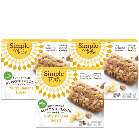 Simple Mills Almond Flour Snack Bars, Peanut Butter Chocolate Chip - Gluten Free, Made with Organic Coconut Oil, Breakfast Bars, Healthy Snacks, 6 Ounce (Pack of 1)