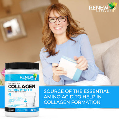 Renew Actives Hydrolyzed Bovine Collagen Peptides Powder - 100% Grass Fed Bovine Collagen Unflavored Powdered Bone Broth For Healthy Skin, Hair, Joints