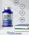 Alpha GPC 600mg | 120 Capsules | Vegetarian, Non-GMO & Gluten Free Choline Supplement | Supports Healthy Memory, Focus and Clarity | by Horbaach