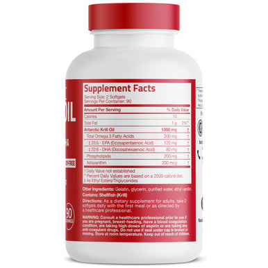 Bronson Antarctic Krill Oil 1000 Mg With Omega-3S Epa Dha Astaxanthin And Phospholipids 180 Softgels