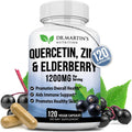 1200Mg Quercetin, Zinc & Elderberry Supplement Antioxidant For Seasonal Sinus Relief, Immune System & Cardiovascular Health Maintains Inflammatory & Immune Responses 120 Capsules Men & Women