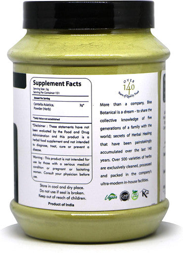 Gotu Kola Powder Centella Asiatica 1 Pound 16 Oz Ayurvedic Herb to Improve Overall Health Natural Herbal Supplement by Bixa Botanical