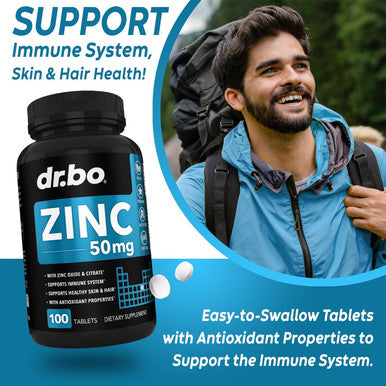 Zinc Supplements 50Mg Tablets Supplement - Natural Pure Zinc 50Mg Oxide Citrate Capsules Mineral Pills - Support Energy Hair Skin Acne Vegan Zinc Vitamins For Men & Women - 100 Zinc Tablets For Adults