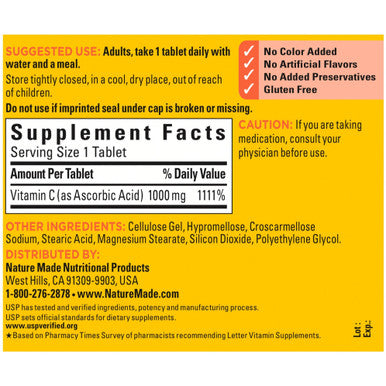 Nature Made Vitamin C 1000 Mg Tablets 100 Count To Help Support The Immune System (Pack Of 3)