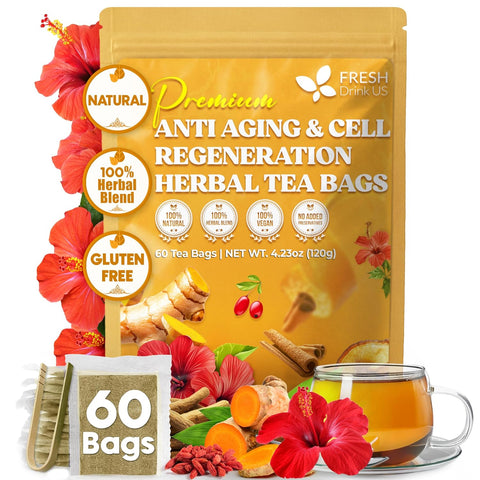 FreshDrinkUS, Premium 75 Mulberry Leaf Tea Bags, 100% Natural & Pure from Mulberry Leaves. Loose Leaf Herbal Tea. Made with Natural Material Tea Bags. No Sugar, No Caffeine, No Gluten, Vegan.
