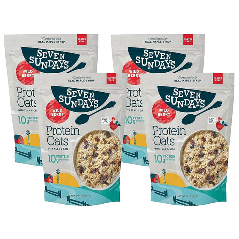 Seven Sundays Protein Oats, Maple Almond, 32 Oz Bag (Pack of 4), Gluten Free, 11g Upcycled Protein, Enjoy Warm, Cool or as Overnight Oats