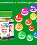 Actikid Magic Beans Multivitamin 45X Apple Flavour, Gelatine Free, Vitamins For Children, Immune System Booster