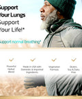 Sunergetic Premium Lung Support Supplement - Lung Cleanse & Detox Supplement With Mullein Leaf NAC Bromelain & Boswellia-Lung Health Formula for Respiratory Breathing & Bronchial Health-60 Capsules