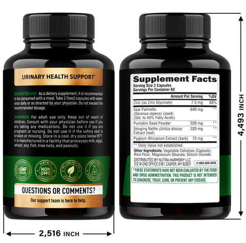 Nutraharmony Saw Palmetto For Men 640Mg - Pumpkin Seed Nettle Zinc & Pygeum - Prostate Health & Urinary Supplement - Dht Blocking & Hair Support - 45 Fatty Acids Clinical Strength - Made In Usa 120 Capsules