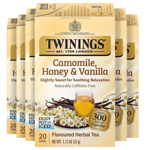 Twinings Lemon & Ginger, Caffeine-Free Herbal Tea Bags, 100 CT Box (1 Pack) | Spicy & Tangy, Ginger, Lemon Peel, Lemongrass, Blackberry Leaves, Soothe Digestion, 100 Foil Lined Individually Wrapped Bags