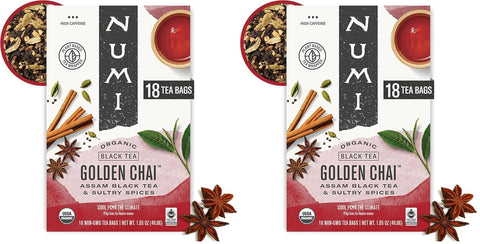 Numi Organic Rooibos Chai Tea, 18 Herbal Tea Bags, Caffeine Free